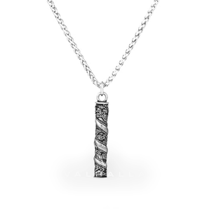Auspicious Dragon Column Stainless Steel Pendant & Chain