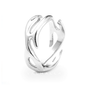 Flame Pattern Stainless Steel Ring