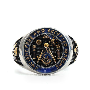 Vintage Masonic Symbol Stainless Steel Ring