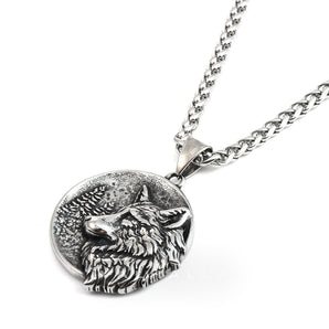 Guardian Wolf Stainless Steel Viking Pendant & Chain