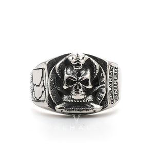 Pirate Coiled Snake Stainless Steel Skull Ring