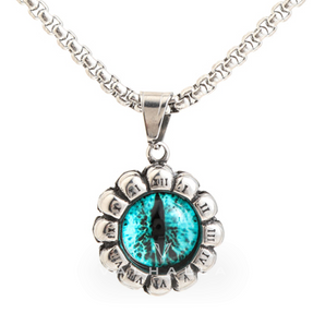 Evil Eye Stainless Steel Skull Pendant & Chain