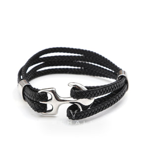 Anchor Buckle Braided Leather Stainless Steel Bracelet
