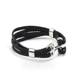 Anchor Buckle Braided Leather Stainless Steel Bracelet