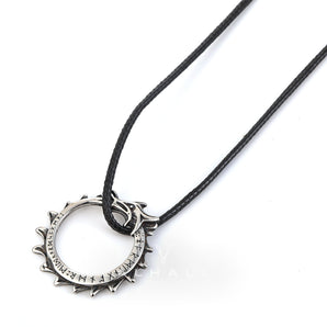 Handcrafted Stainless Steel Jormungand Serpent and Rune Necklace