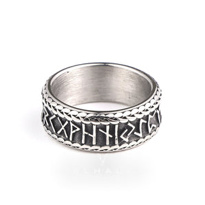 Handcrafted Stainless Steel Rune and Knotwork Ring
