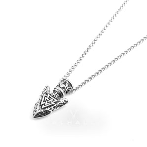Valknut Stone Spear Stainless Steel Viking Pendant & Chain
