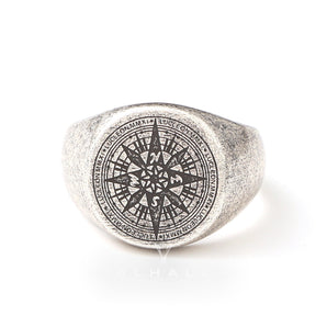 Simple Design Compass Stainless Steel Ring