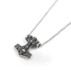 Thor’s Hammer Skull Stainless Steel Viking Pendant & Chain