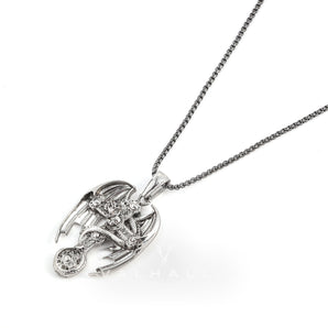 Dragon Pure Tin Celtic Cross Necklace