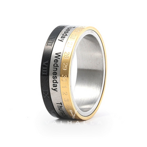 Calendar Stainless Steel Spinner Ring