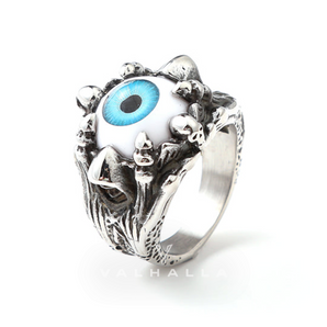 Greek Evil Eye Stainless Steel Skull Ring