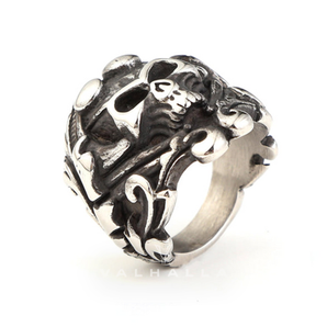 Gothic Vine Stainless Steel Skull Ring