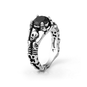 Gothic Tribute Gem Stainless Steel Skull Ring