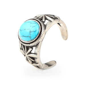 Vintage Turquoise Cutout Stainless Steel Ring