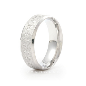 Viking Runes Stainless Steel Frosted Ring