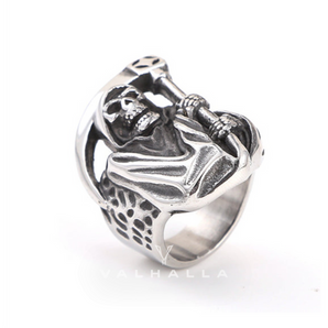 Death Sickle Stainless Steel Skull Ring