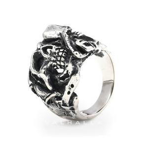 Half Face Skull Stainless Steel Biker Ring