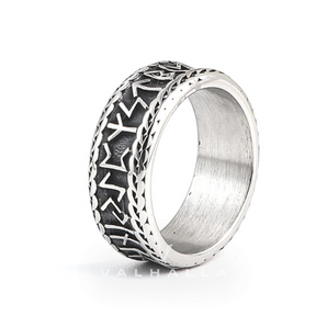 Handcrafted Stainless Steel Rune and Knotwork Ring