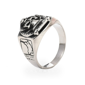 Pirate Coiled Snake Stainless Steel Skull Ring