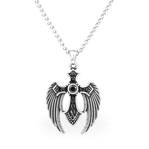 Fallen Angel Wings Stainless Steel Gem Pendant & Chain
