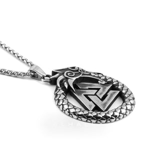 Ouroboros Valknut Stainless Steel Viking Pendant