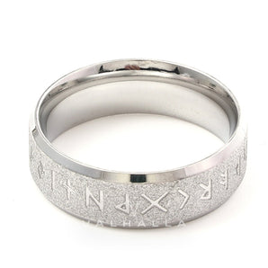 Viking Runes Stainless Steel Frosted Ring