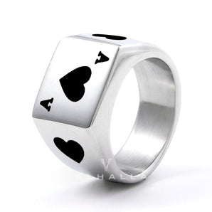 Poker Card Stainless Steel Ring