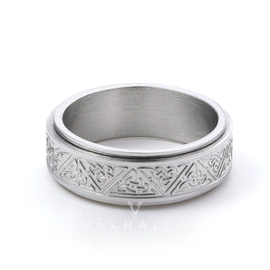 Nordic Celtic Triangle Knot Stainless Steel Spinner Ring