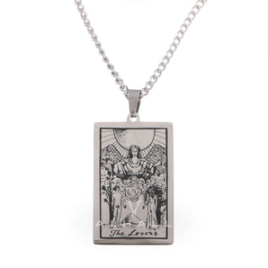 The Lovers Tarot Card Stainless Steel Necklace