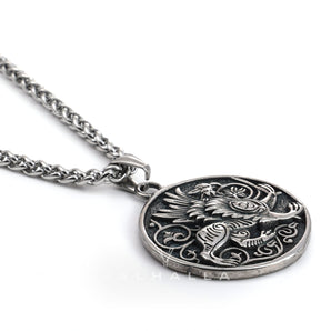 Griffon Amulet Pure Tin Pendant & Chain Stainless Steel