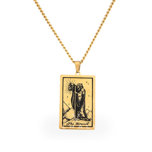 The Hermit Tarot Card Stainless Steel Necklace
