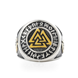 Runes Valknut Triangle Stainless Steel Viking Ring