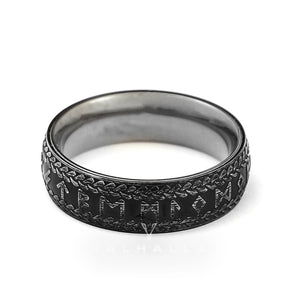 Runes Braided Pattern Stainless Steel Viking Ring