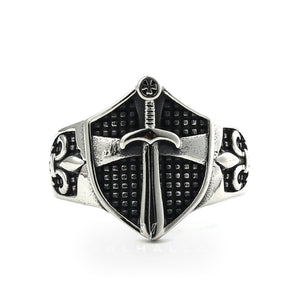 Cross Shield Fleury Stainless Steel Ring