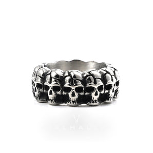 Surrounded Titanium Stainless Steel Skull Ring