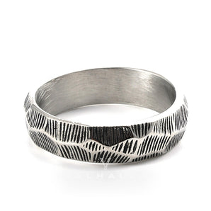 Striped Pattern Stainless Steel Ring