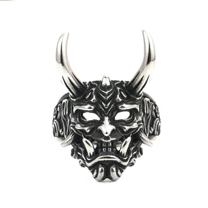 Vintage Oni Mask Stainless Steel Ring