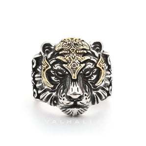 Majestic Tiger Head Sterling Silver Ring