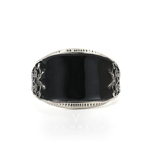 Black Epoxy Embossed Stainless Steel Ring