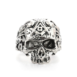 Vintage Vine Skull Masonic Ring