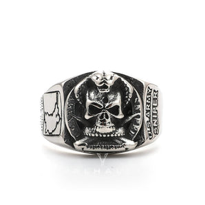 Pirate Coiled Snake Stainless Steel Skull Ring