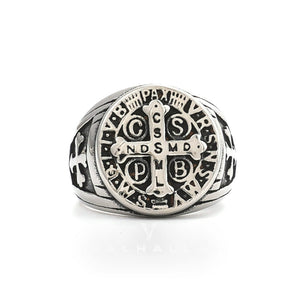 St. Benedict Stainless Steel Cross Ring