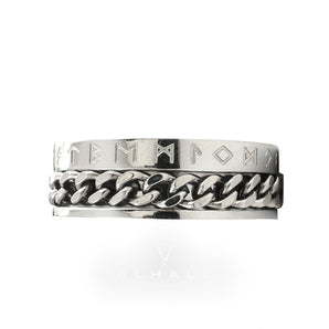 Viking Runes Stainless Steel Chain Spinner Ring