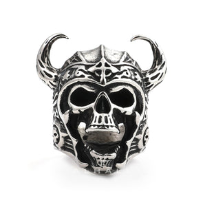 Nordic God of War Viking Warrior Skull Ring Stainless Steel