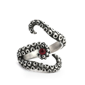 Octopus Arms Stainless Steel Gemstone Ring