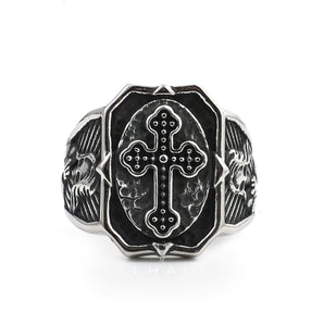 Budded Cross Skull Stainless Steel Ring