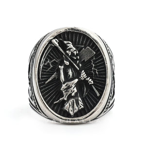 Vintage Reaper Scythe Stainless Steel Skull Ring