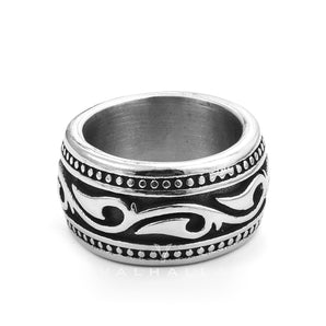 Curling Grass Pattern Stainless Steel Ring