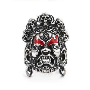 Buddha God of Wealth Stainless Steel Skull Ring